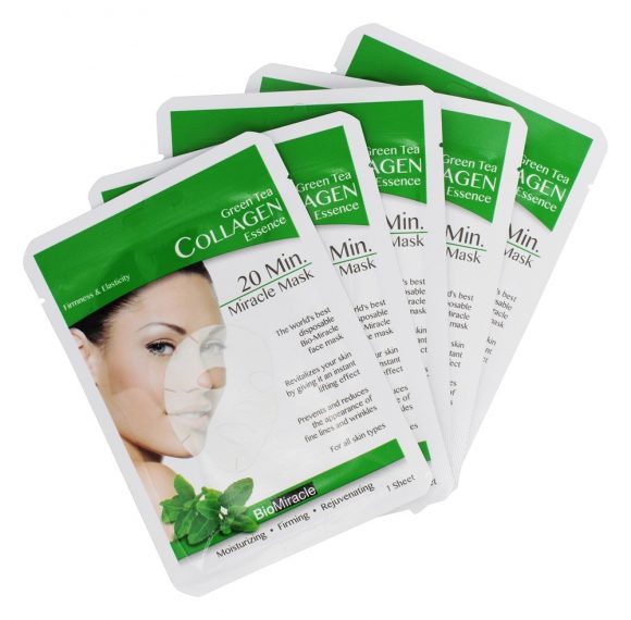 Biomiracle - Collagen Essence (5 Sheet Pack Face Mask) Green Tea 